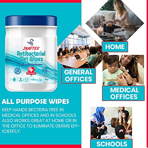 Janitex Hand Sanitizer Antibacterial Wipes - 160pcs - Non-Alcohol - Wipes for...