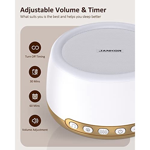 JANKOR White Noise Machine and Bluetooth Speaker, Sleep Sound Machine with 32...