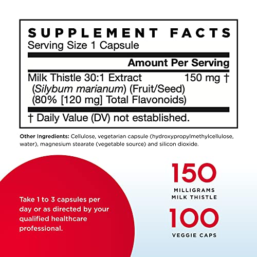 Jarrow Formulas Milk Thistle 150 mg - 100 Veggie Capsules - Antioxidant Suppo...