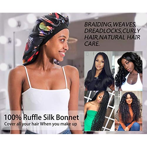 Double-Layer Silk Bonnet Extra Long Satin Sleep Cap for Long Hair JarseHera