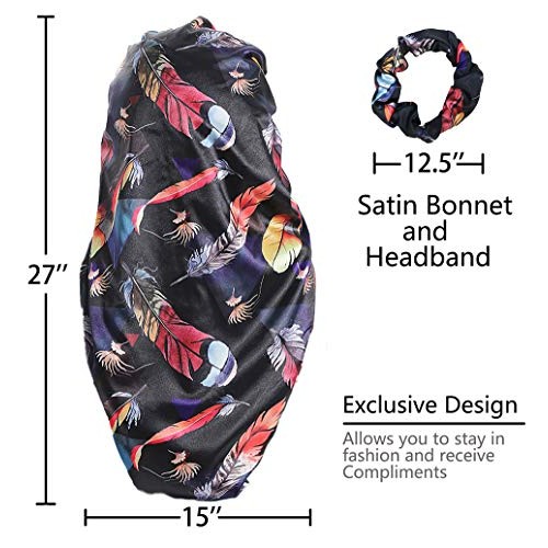 Double-Layer Silk Bonnet Extra Long Satin Sleep Cap for Long Hair JarseHera