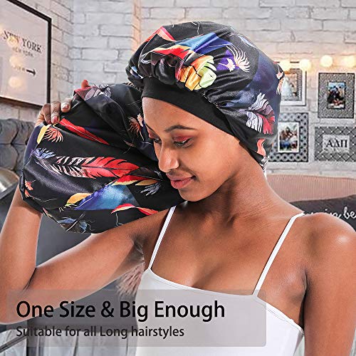 Double-Layer Silk Bonnet Extra Long Satin Sleep Cap for Long Hair JarseHera