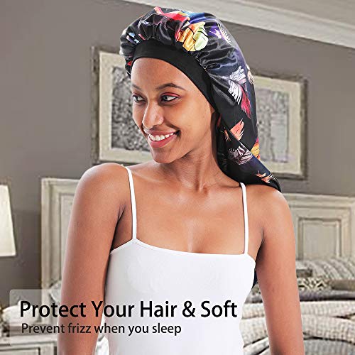 Double-Layer Silk Bonnet Extra Long Satin Sleep Cap for Long Hair JarseHera