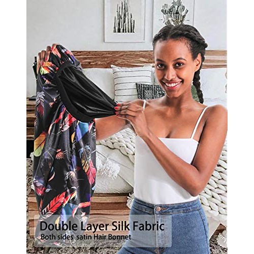 Double-Layer Silk Bonnet Extra Long Satin Sleep Cap for Long Hair JarseHera