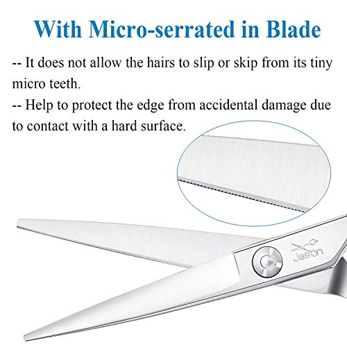 JASON 6" Men's Micro-serrated Mustache and Beard Trimming Scissors, Sharp and...