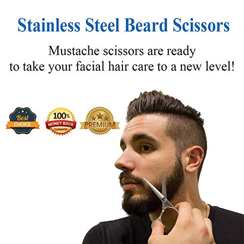 JASON 6" Men's Micro-serrated Mustache and Beard Trimming Scissors, Sharp and...