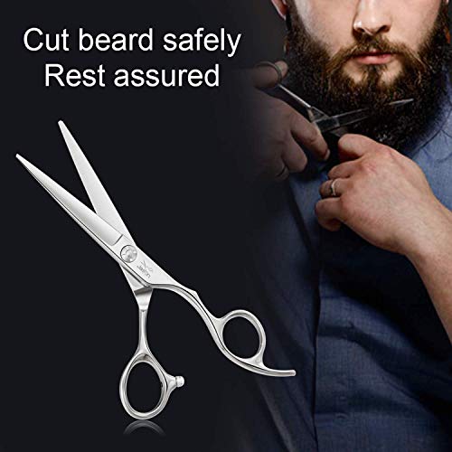 JASON 6" Men's Micro-serrated Mustache and Beard Trimming Scissors, Sharp and...