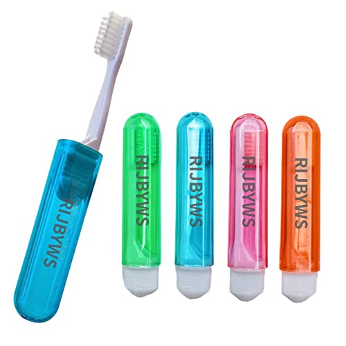 RIJBYWS 4PCS MINI Travel Toothbrushes, On Fhe Folding Toothbrushes [non-elect...
