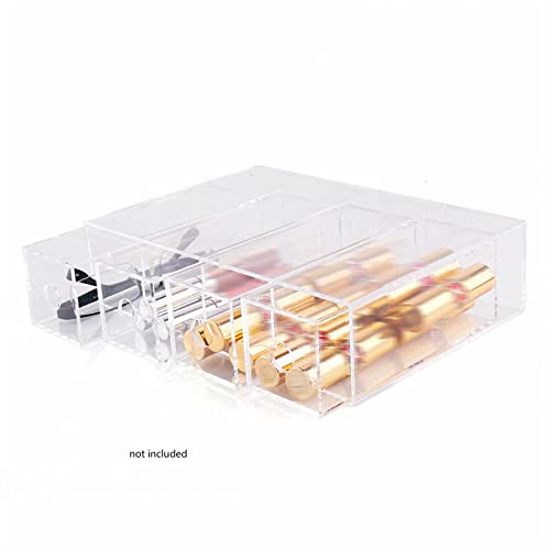 4 Slots Acrylic Sunglasses Eye Glasses Case, 4 Clear Divided Drawers, Cosmeti...