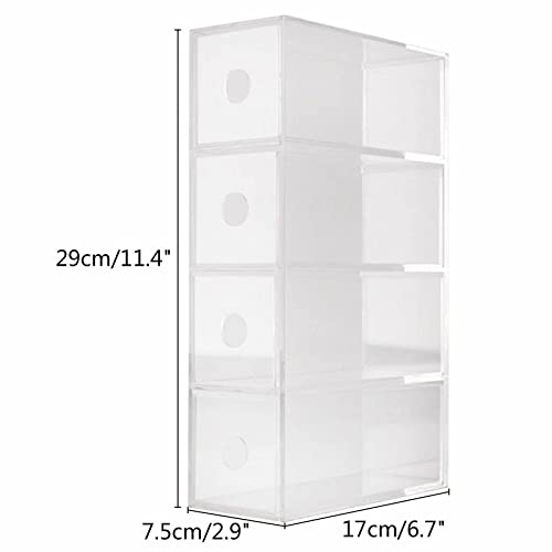 4 Slots Acrylic Sunglasses Eye Glasses Case, 4 Clear Divided Drawers, Cosmeti...