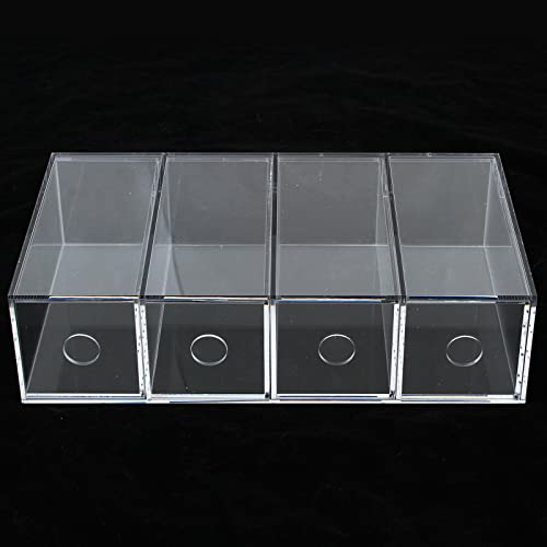 4 Slots Acrylic Sunglasses Eye Glasses Case, 4 Clear Divided Drawers, Cosmeti...