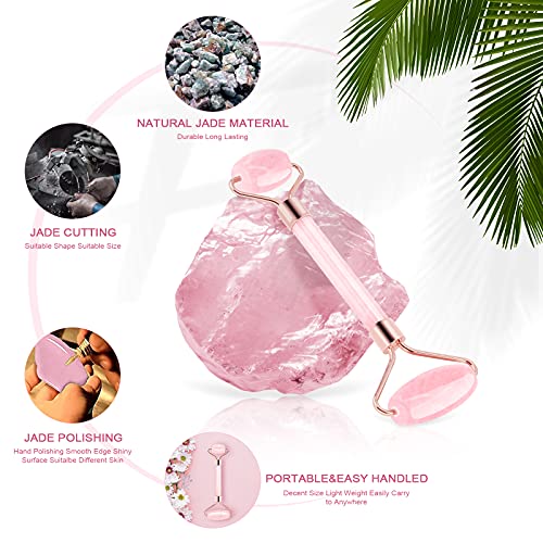JCOTTON Jade Roller Gua Sha Facial Tools Gua Sha Massage Tool Skin Roller Mas...