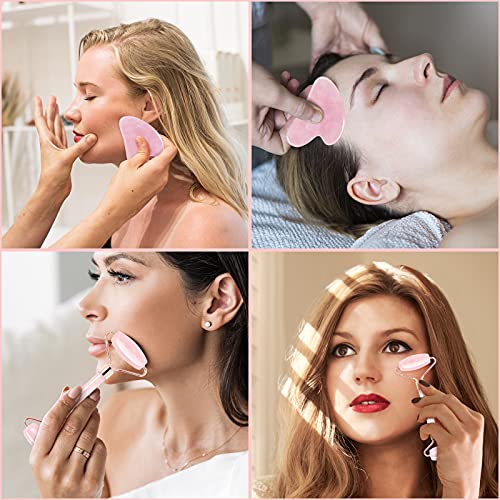 JCOTTON Jade Roller Gua sha tools Face Massager Face Roller Gua Sha facial to...