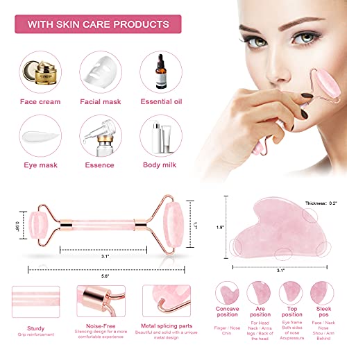 JCOTTON Jade Roller Gua sha tools Face Massager Face Roller Gua Sha facial to...