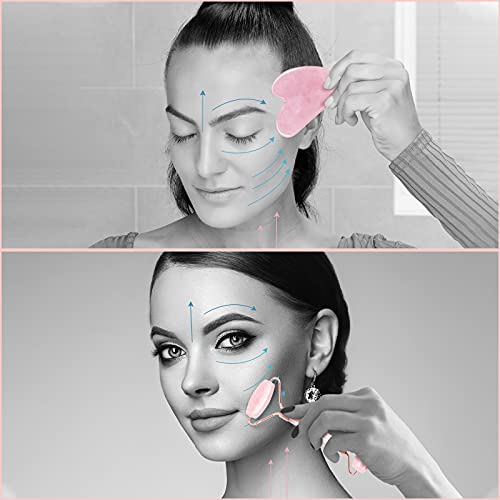 JCOTTON Jade Roller Gua sha tools Face Massager Face Roller Gua Sha facial to...