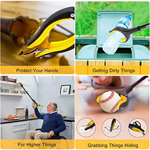 Jellas 2-Pack 32 Inch Grabber Reacher Tool with Shoehorn, 90° Rotating Head G...