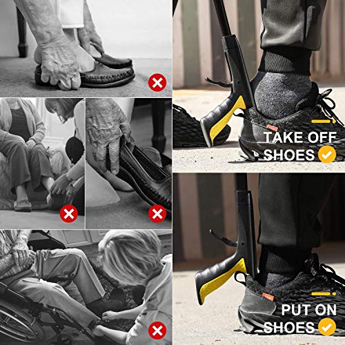 Jellas 2-Pack 32 Inch Grabber Reacher Tool with Shoehorn, 90° Rotating Head G...