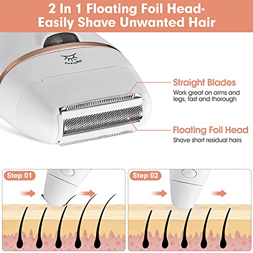 Epilator for Women, 2 in 1 Epilators Hair Removal for Women with Epilator Hea...
