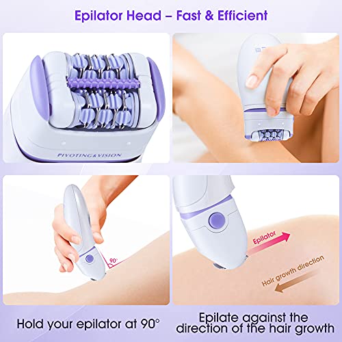 Epilator for Women, 2 in 1 Hair Removal Epilator with Epilator Head & Shaver ...