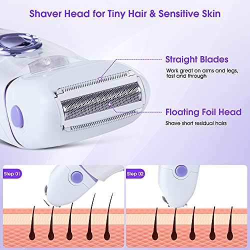 Epilator for Women, 2 in 1 Hair Removal Epilator with Epilator Head & Shaver ...