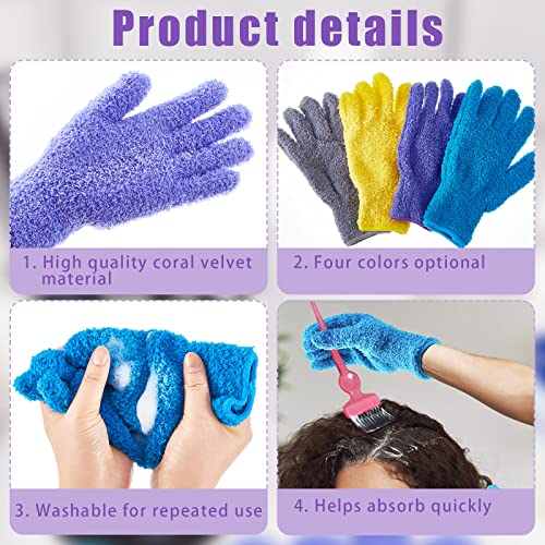 4 Pairs Hair Dye Gloves Blender Microfiber Gloves and 9 Pieces Hair Dye Color...