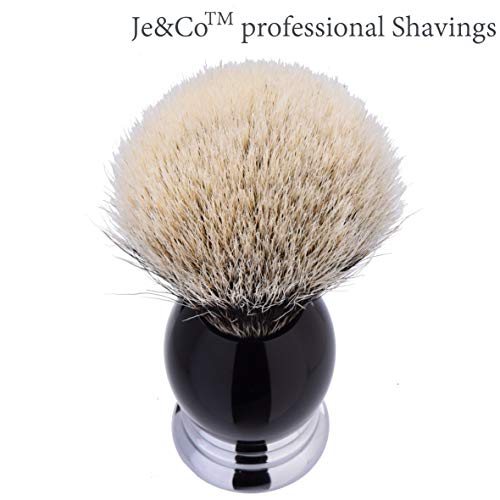 Je&Co 100% Fine Silvertip Badger Bristle Shaving Brush, With Heavy Weight Res...