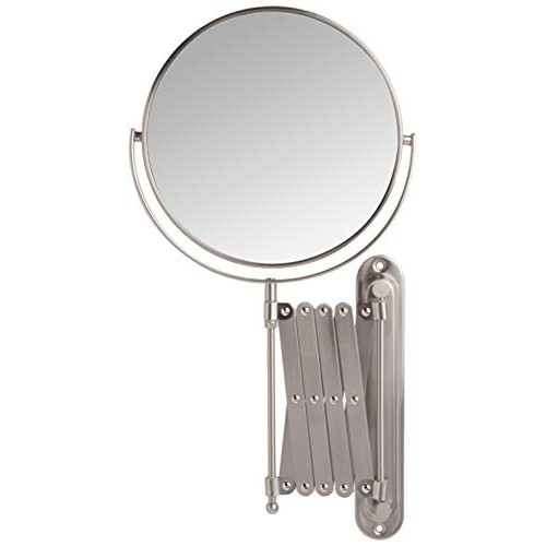 Jerdon 8-Inch Wall Mount Makeup Mirror with 7x Magnification, Nickel Finish