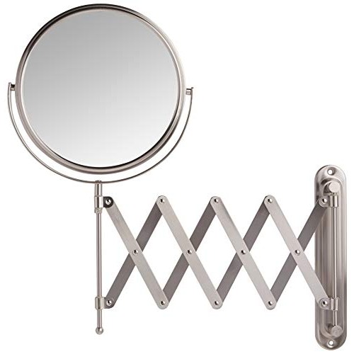 Jerdon 8-Inch Wall Mount Makeup Mirror with 7x Magnification, Nickel Finish