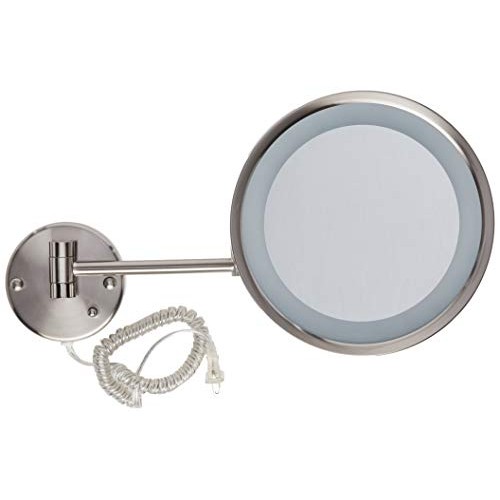 Jerdon HL1016NL 9.5-Inch LED Lighted Wall Mount Makeup Mirror with 5x Magnifi...
