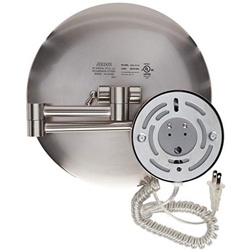 Jerdon HL1016NL 9.5-Inch LED Lighted Wall Mount Makeup Mirror with 5x Magnifi...