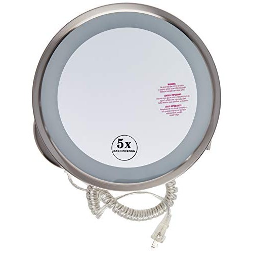 Jerdon HL1016NL 9.5-Inch LED Lighted Wall Mount Makeup Mirror with 5x Magnifi...