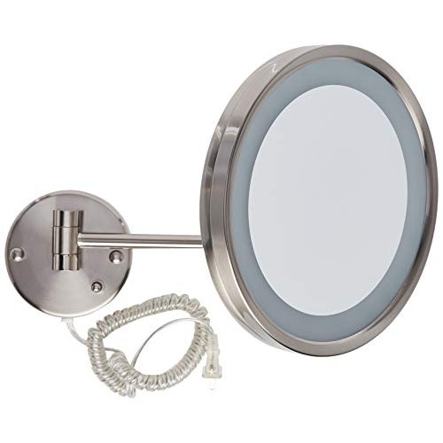 Jerdon HL1016NL 9.5-Inch LED Lighted Wall Mount Makeup Mirror with 5x Magnifi...