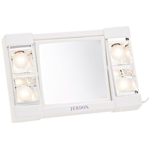 Jerdon J1010 6-Inch Portable Lighted Mirror with 3x Magnification, White Fini...