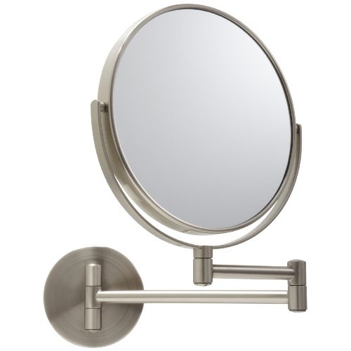 Jerdon JP7510N Wall Mount Makeup Mirror with 10x and 15x Magnification, Nicke...
