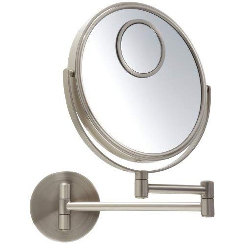 Jerdon JP7510N Wall Mount Makeup Mirror with 10x and 15x Magnification, Nicke...