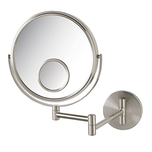 Jerdon JP7510N Wall Mount Makeup Mirror with 10x and 15x Magnification, Nicke...
