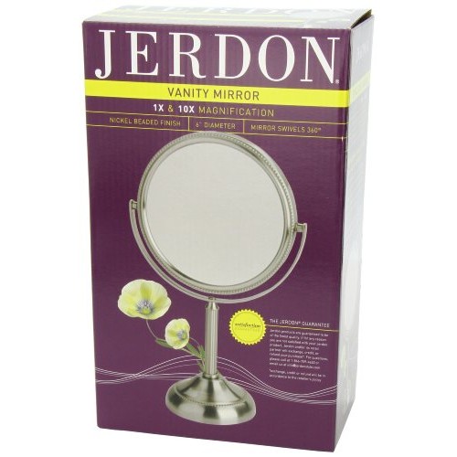 Jerdon JP910NB 6-Inch Tabletop Two-Sided Swivel Vanity Mirror with 10x Magnif...