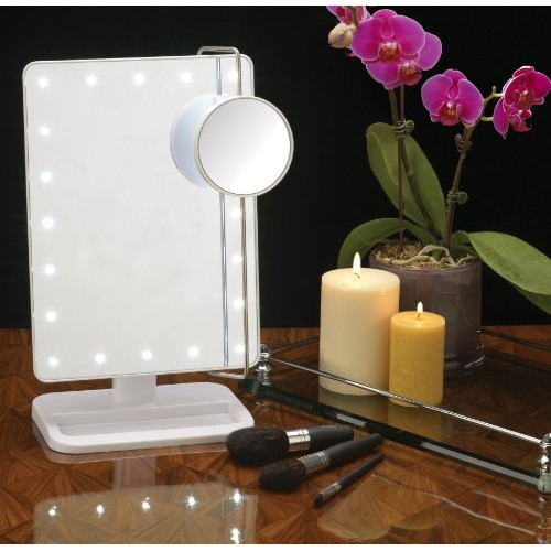 Jerdon JS811W 8" By 11" Rectangular Led Lighted Vanity Mirror With 10x Magnif...