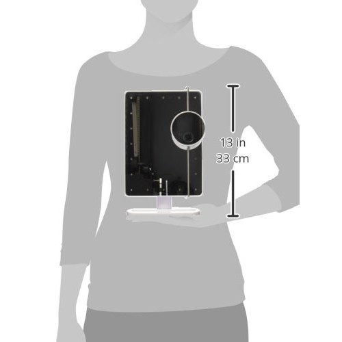 Jerdon JS811W 8" By 11" Rectangular Led Lighted Vanity Mirror With 10x Magnif...