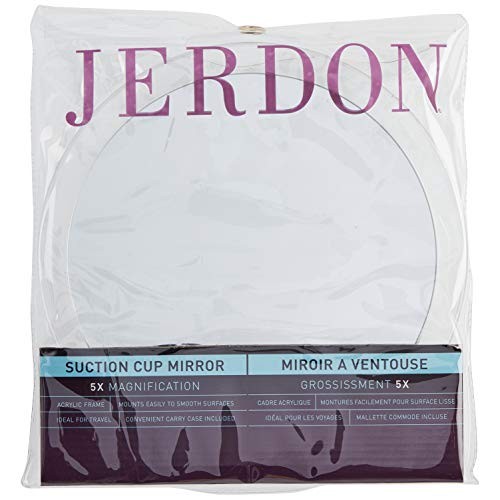 Jerdon JSC5 9-Inch Portable Suction Mirror with 5x Magnification and Vinyl Tr...