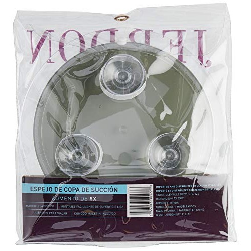 Jerdon JSC5 9-Inch Portable Suction Mirror with 5x Magnification and Vinyl Tr...