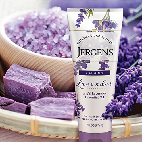 Jergens Lavender Body Butter Body and Hand Lotion, Moisturizer for Women, 7 F...