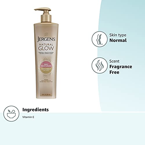 Jergens Natural Glow 3-Day Self Tanner for Fair to Medium Skin Tone, Sunless ...