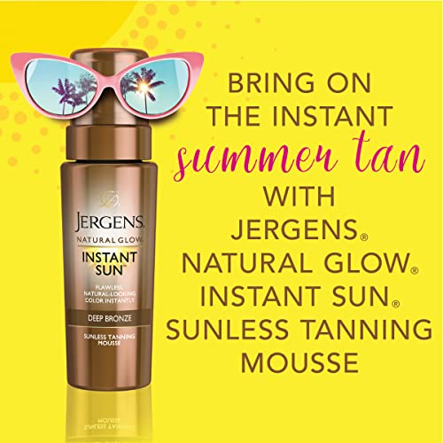 Jergens Natural Glow Instant Sun Body Mousse, Self Tanner for Deep Bronze Tan...
