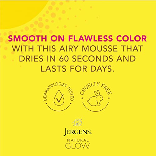 Jergens Natural Glow Instant Sun Body Mousse, Self Tanner for Light Bronze Ta...