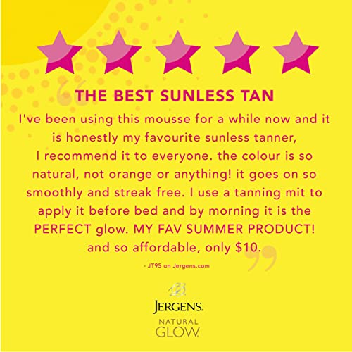 Jergens Natural Glow Instant Sun Body Mousse, Self Tanner for Light Bronze Ta...