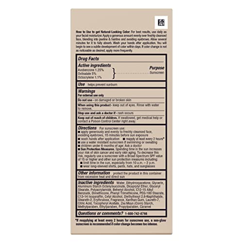 Jergens Natural Glow Self Tanner Face Moisturizer, SPF 20 Facial Sunscreen, F...