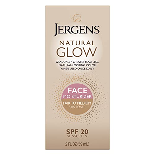 Jergens Natural Glow Self Tanner Face Moisturizer, SPF 20 Facial Sunscreen, F...