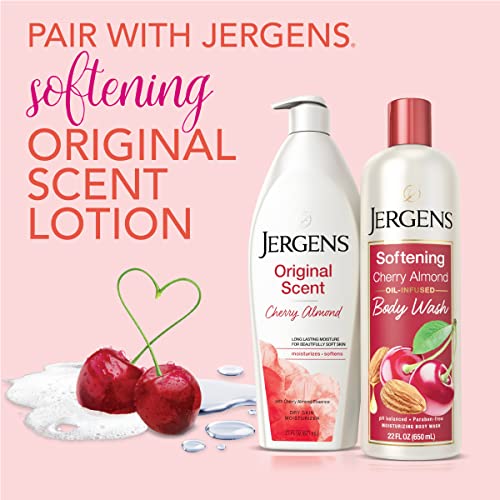 Jergens Softening Cherry Almond Body Wash, Daily Moisturizing Skin Cleanser, ...