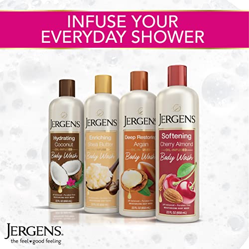 Jergens Softening Cherry Almond Body Wash, Daily Moisturizing Skin Cleanser, ...